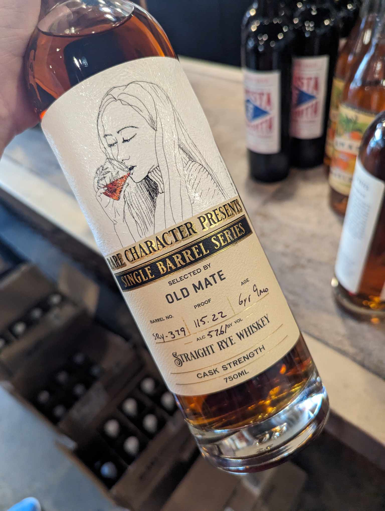 Rare Character 'Old Mate' SRY-376 6 Year Old Single Barrel Straight Rye Whiskey